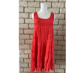 Max Studio Orange Sleeveless Tiered A-Line Tank Dress Summer Dress Size XS